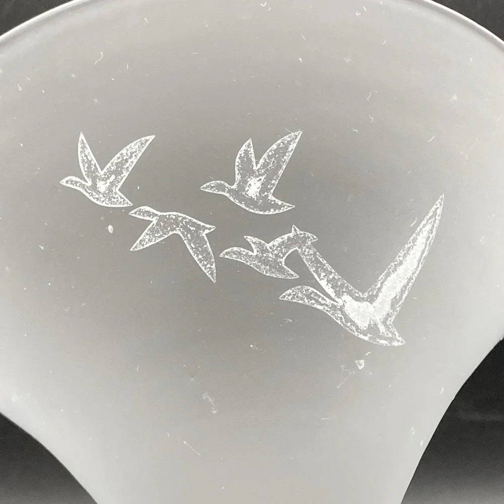 2 Grey Goose Vodka Frosted Martini Glass Cobalt Blue Swirl Base Flying Geese #5